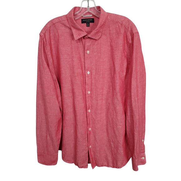 Banana Republic Mens XL Shirt Linen Slim Fit Button Up Lightweight Casual Wear - Picture 2 of 9